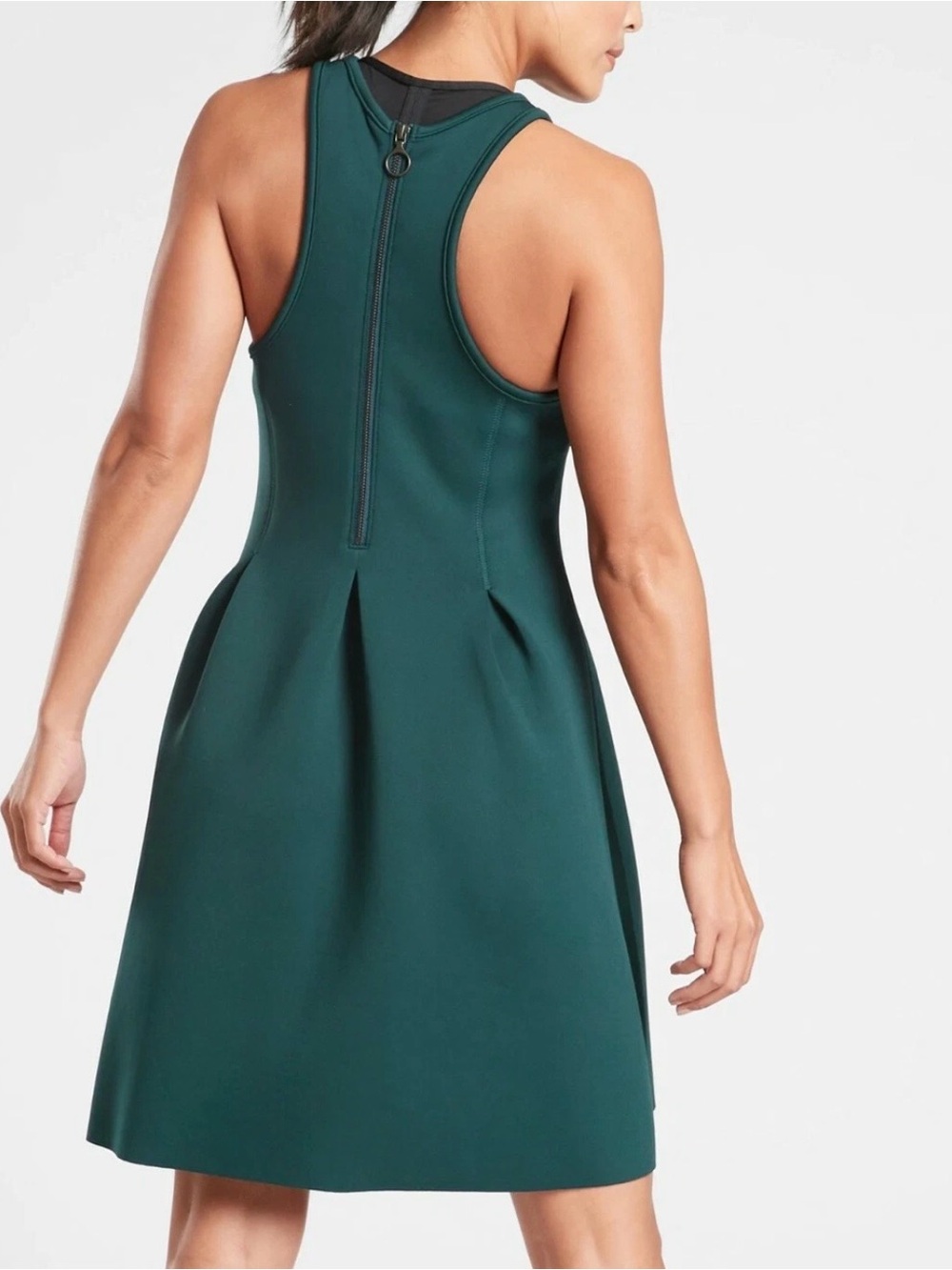 Athleta En Route Nordic Teal Racerback Fit-and-Flare Scuba Dress Size Large New